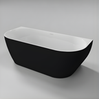 Half vrijstaand bad Moon Zwart / Wit 180x80x60 cm