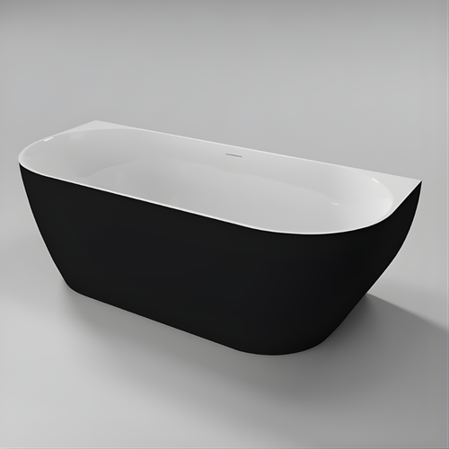 Half vrijstaand bad Moon Zwart / Wit 180x80x60 cm