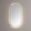 Spiegel ambiance ovaal Mat Zwart met indirecte LED verlichting, 3 kleur instelbaar & dimbaar incl. spiegelverwarming