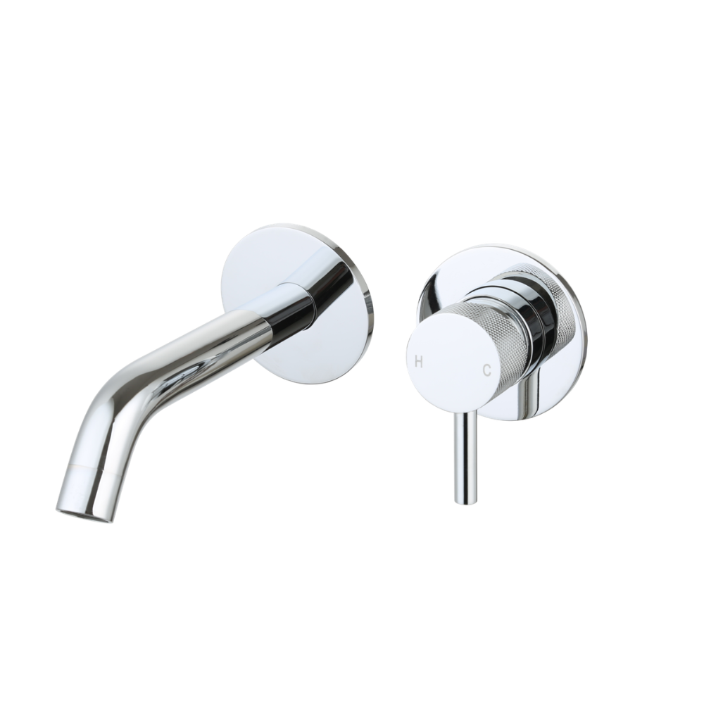 Wastafelmengkraan inbouw met geribbelde knop