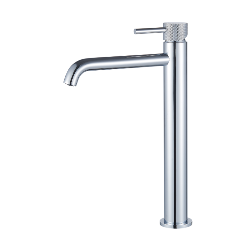 Wastafelmengkraan Slimline hoog met geribbelde knop