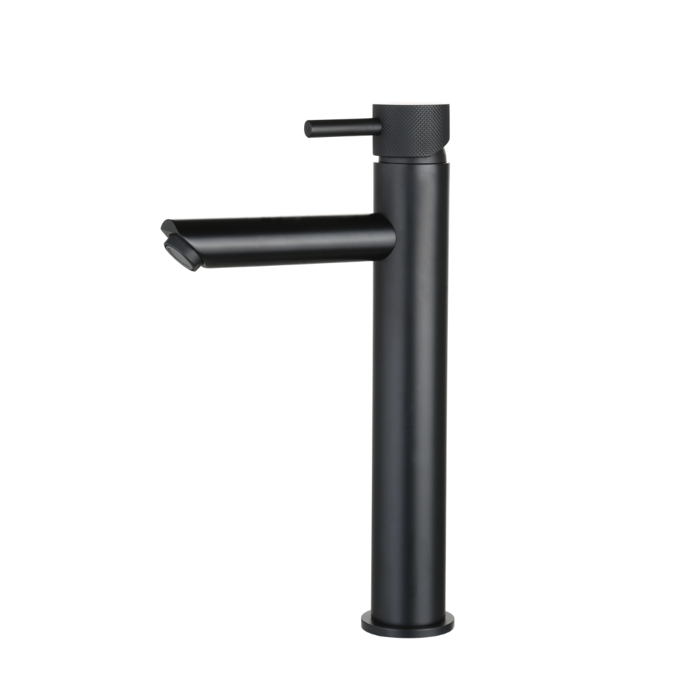 Wastafelmengkraan hoog met geribbelde knop
