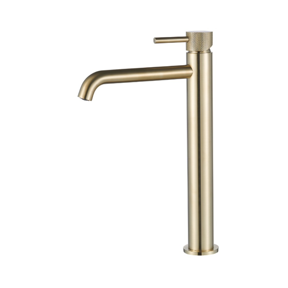 Wastafelmengkraan Slimline hoog met geribbelde knop