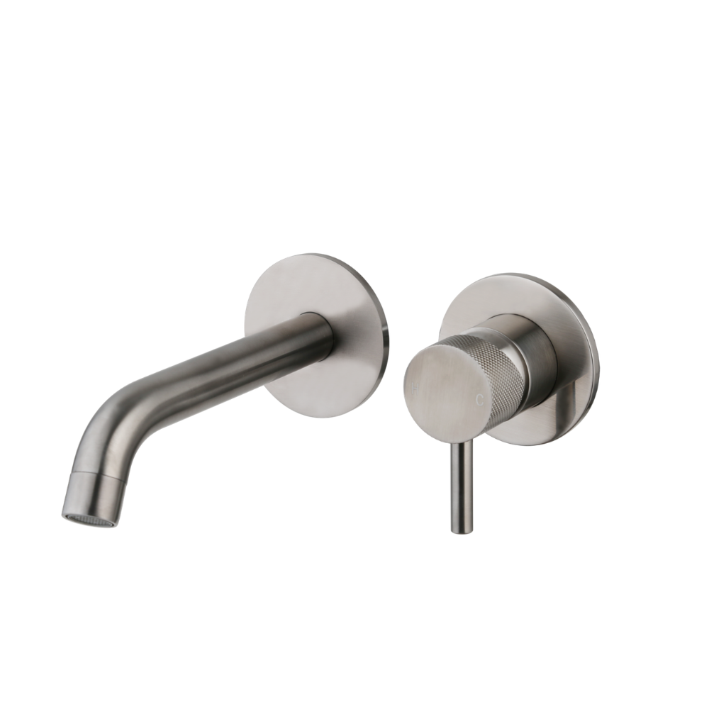Wastafelmengkraan inbouw met geribbelde knop