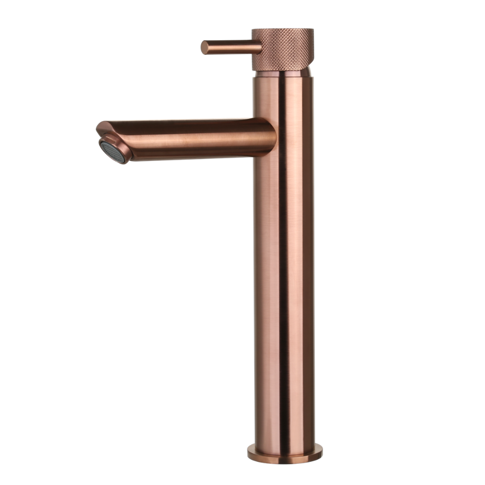 Wastafelmengkraan hoog met geribbelde knop